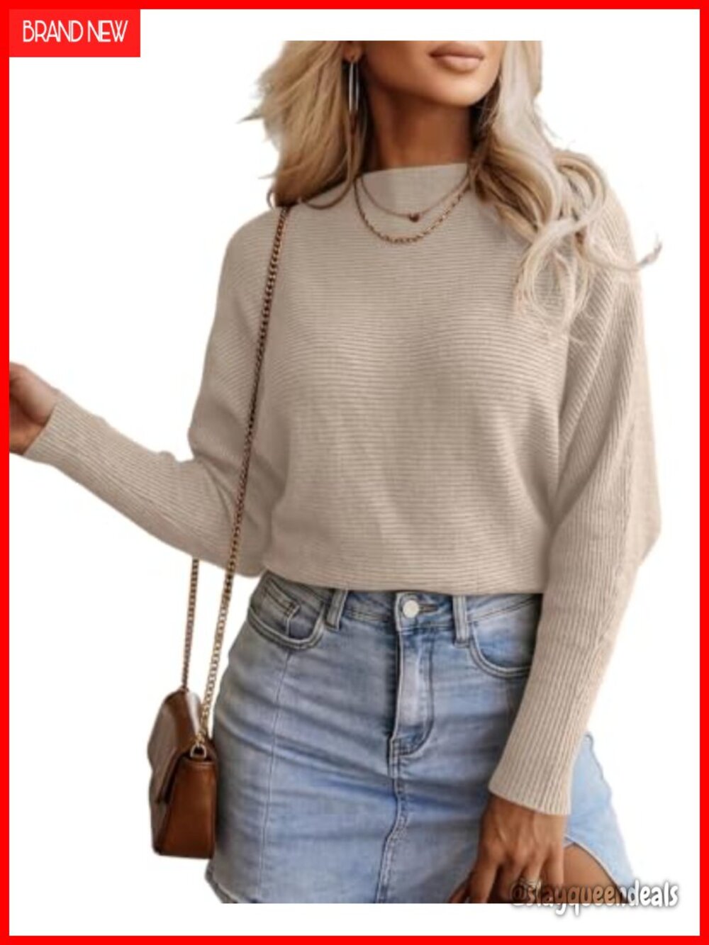 Ribbed Knit Batwing Sleeve Cropped Sweater Pullover